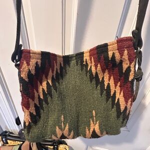 MZ Fair Trade wool and leather Bohemian Chevron Crossbody Bag